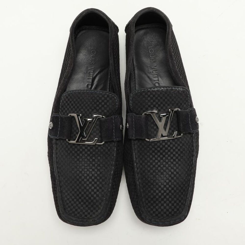 Louis Vuitton Black Damier Embossed Suede Monte Carlo Loafers Size 42.5 - Picture 3 of 7